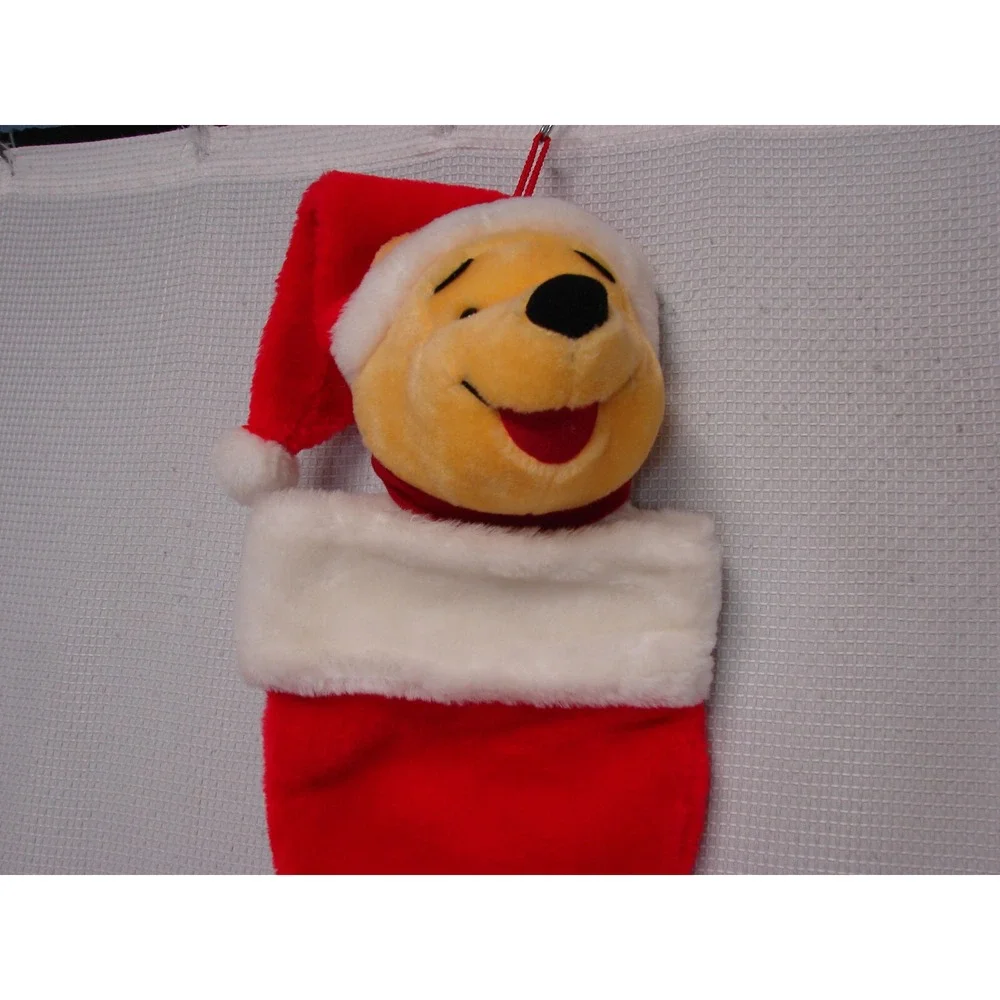 Santas Best Disney Winnie The Pooh Plush Christmas Stocking 20 Inches Red White
